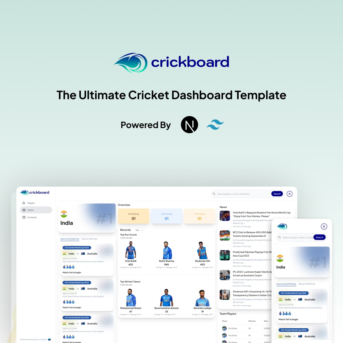 Crickboard - The Cricket Dashboard Template